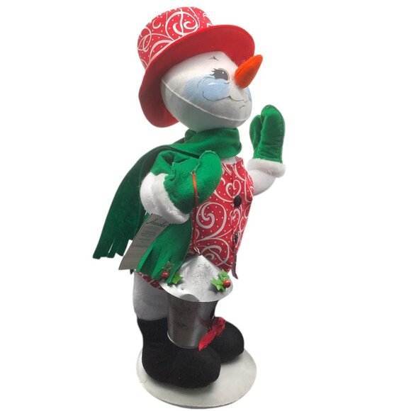 NWT ANNALEE DOLLS 20" Christmas Swirl Snowman 560319 XL Birdhouse Hat Christmas - Picture 3 of 6